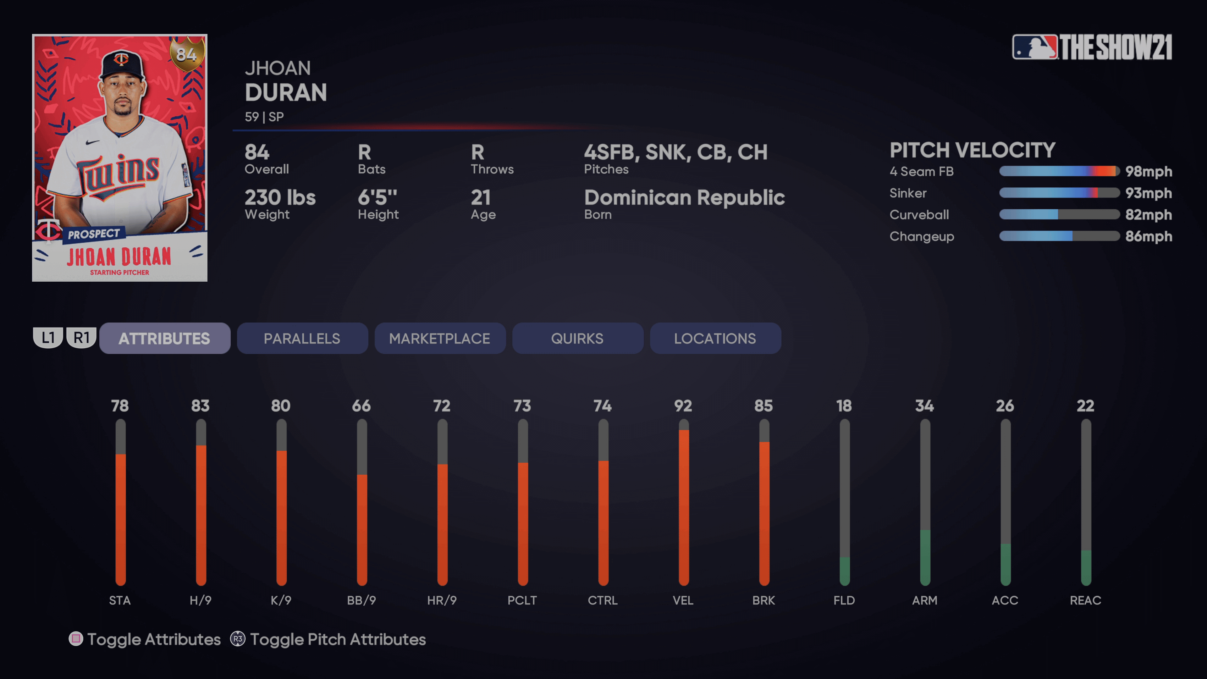 Jarren Duran MLB The Show 23 Rating