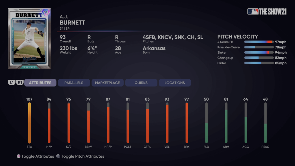 Headliners Set 8 Prime A.J. Burnett