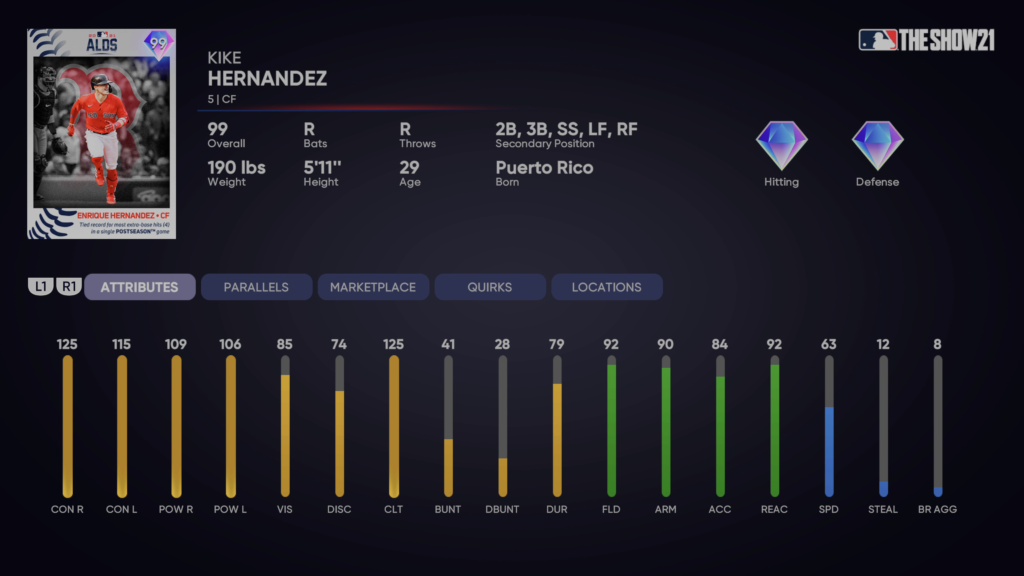 MLB The Show on X: In light of Enrique Hernandez going nuts in the ALCS,  we are giving a permanent boost to his 2021 Postseason series 💎. This  change will go out