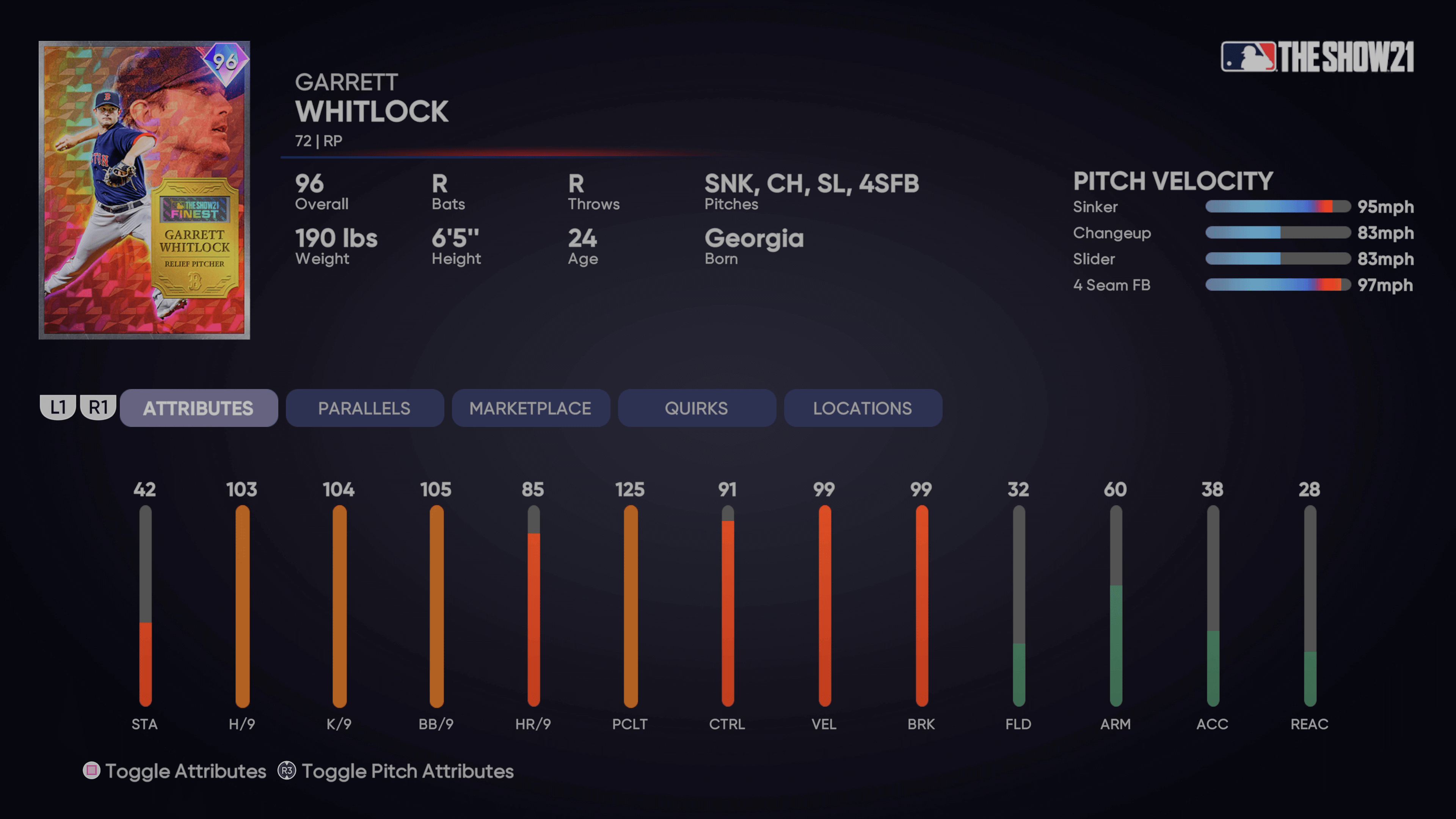 Garrett Whitlock MLB The Show 23 Rating