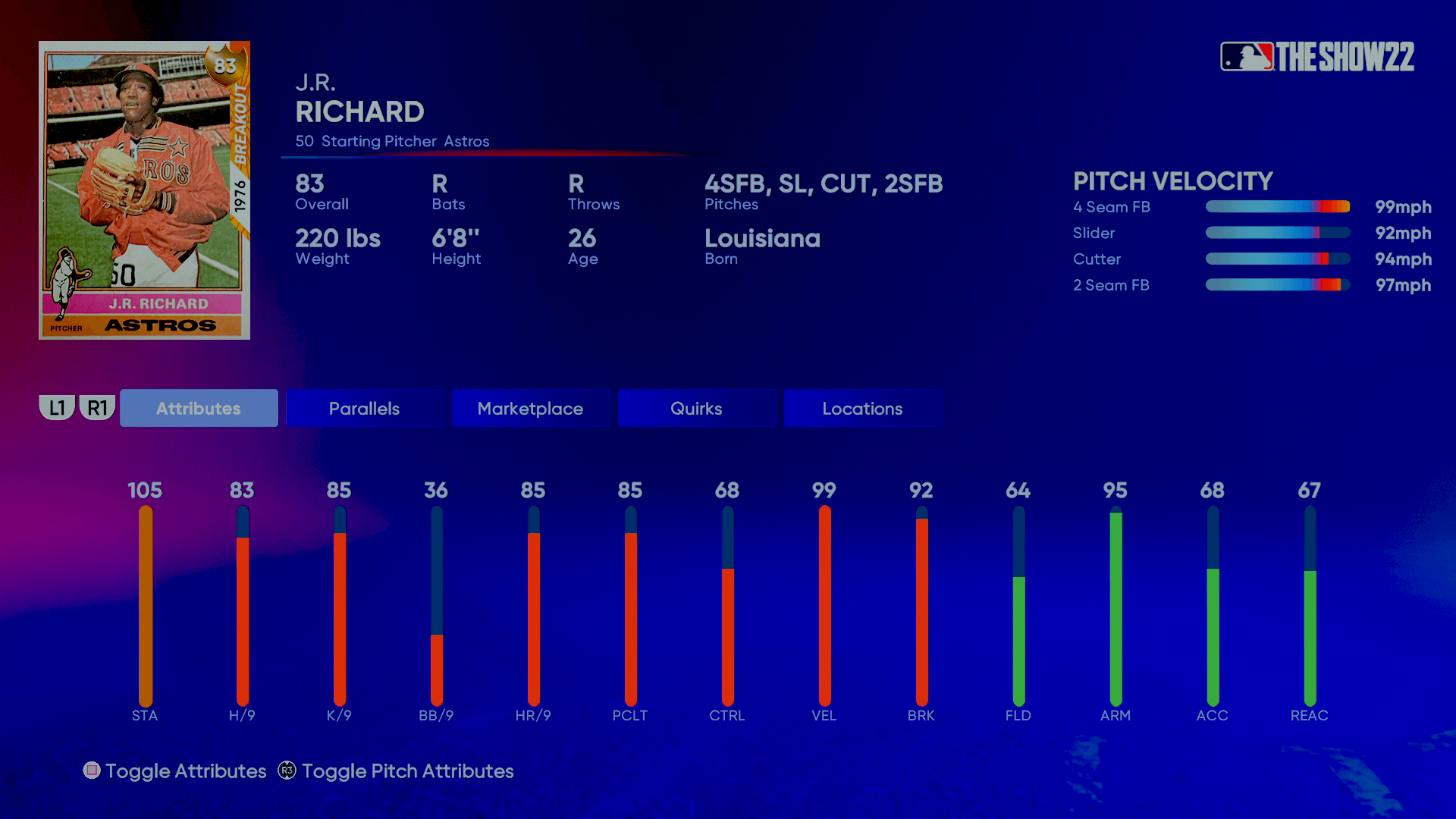 Headliners J.R. Richard Stats : r/MLBTheShow