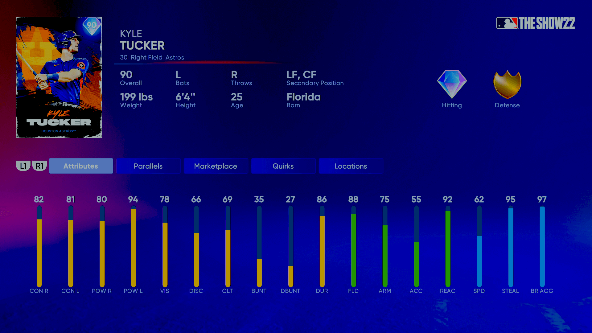 99 OVERALL KYLE TUCKER IN MLB THE SHOW 23 IS. 