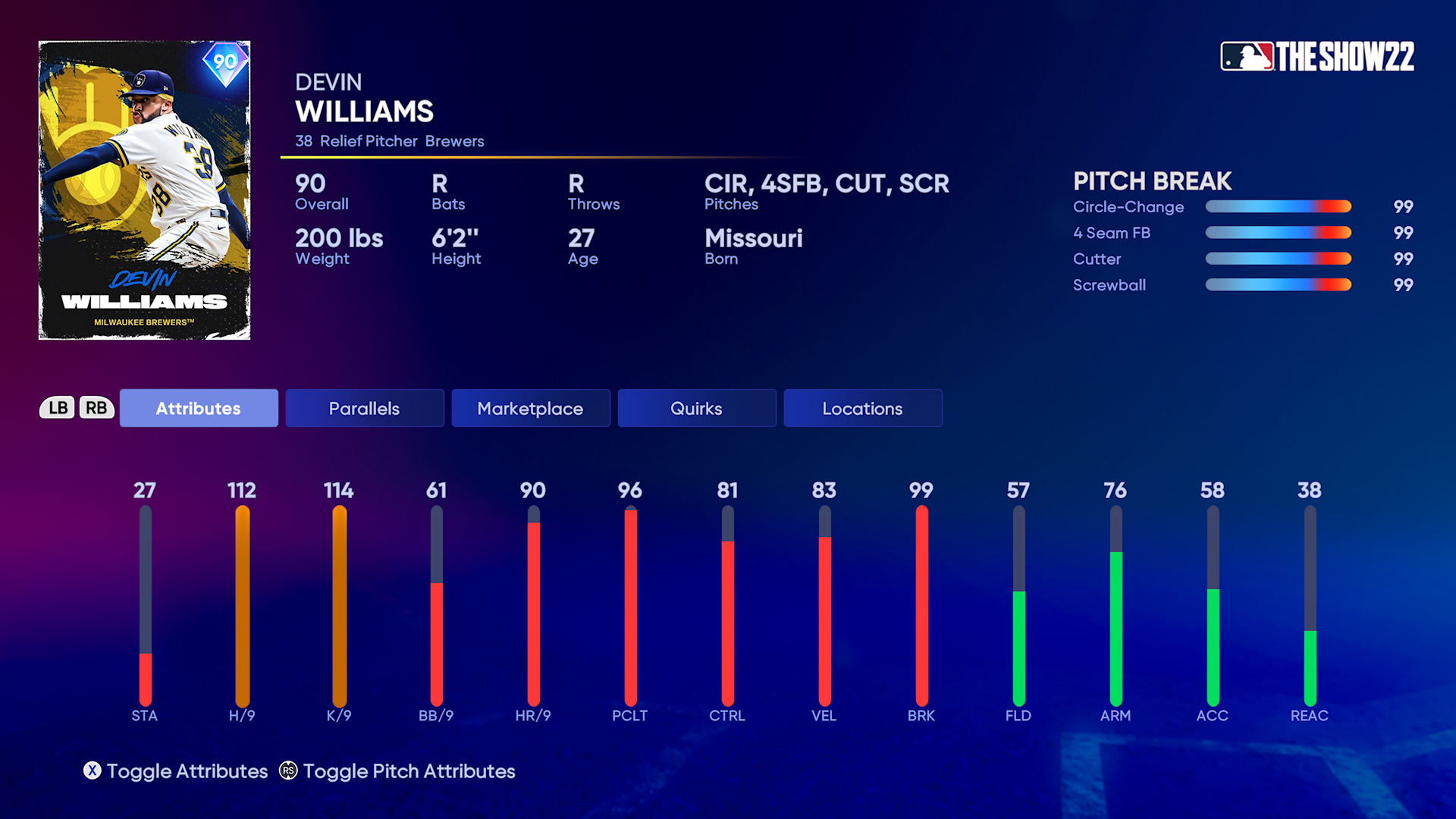 Devin Williams Face of the Franchise card : r/MLBTheShow