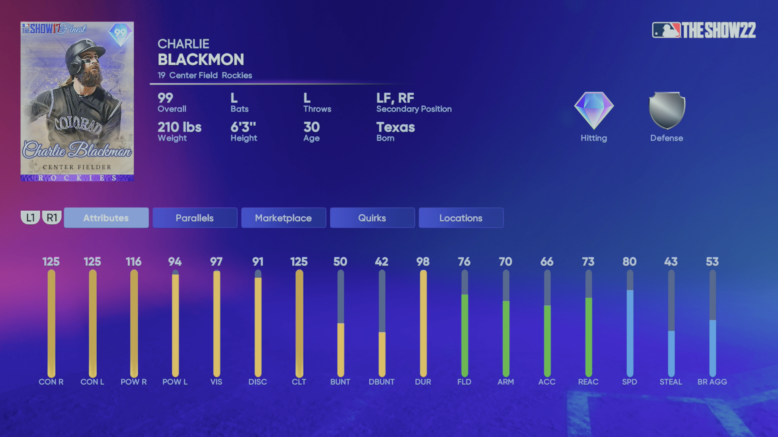 Charlie Blackmon, 99 Snapshot - MLB the Show 23