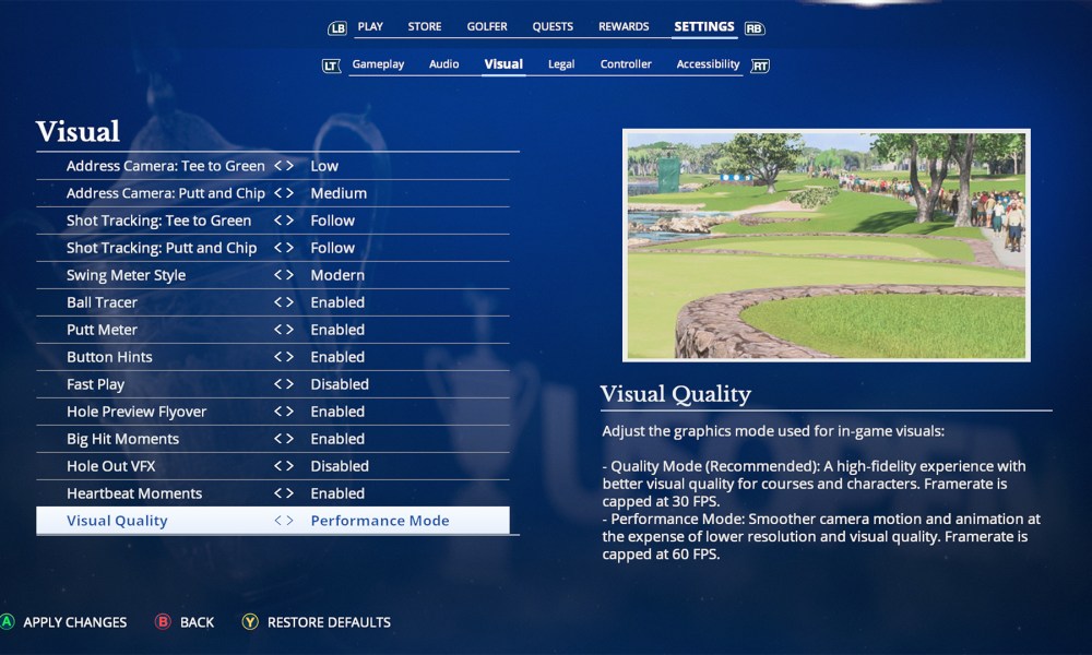 EA Sports PGA Tour performance mode Operation Sports