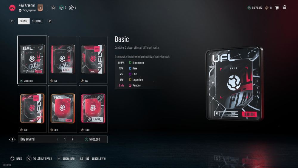 The store showing packs in UFL.