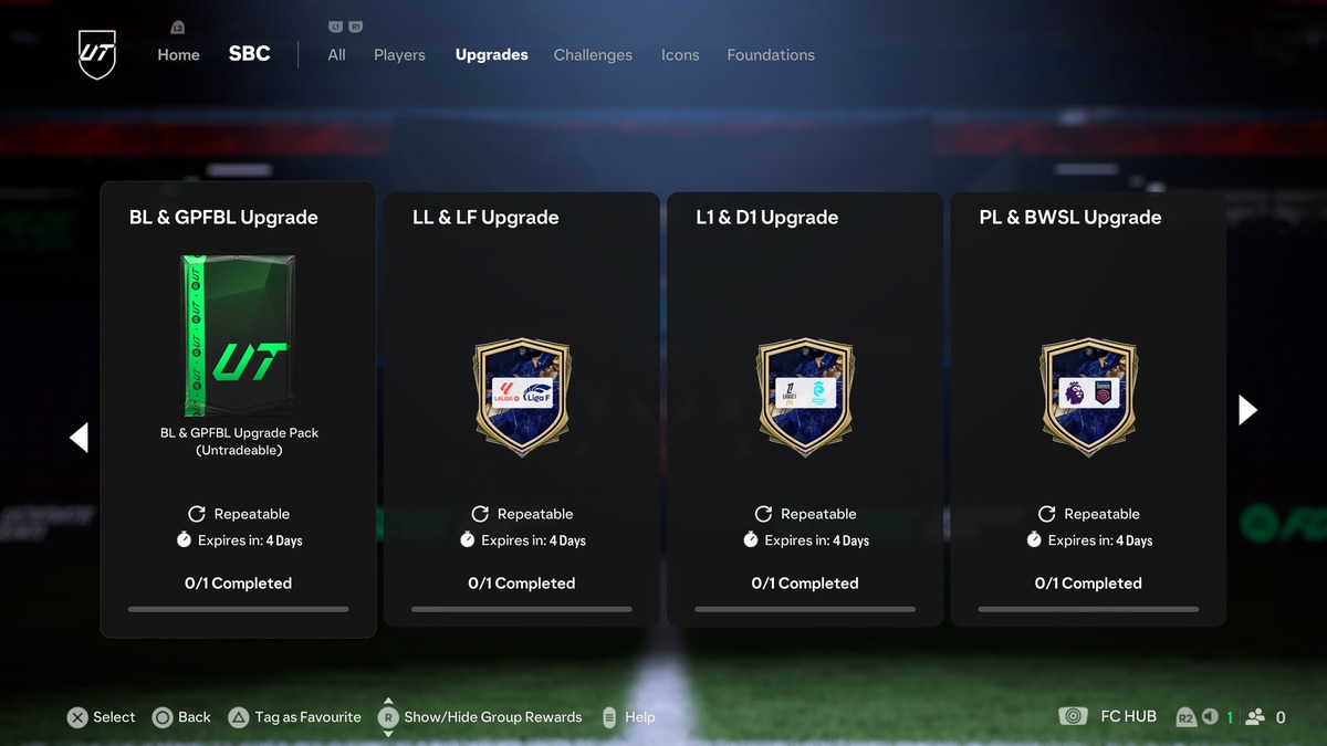 SBCs for Upgrade Packs in EA Sports FC